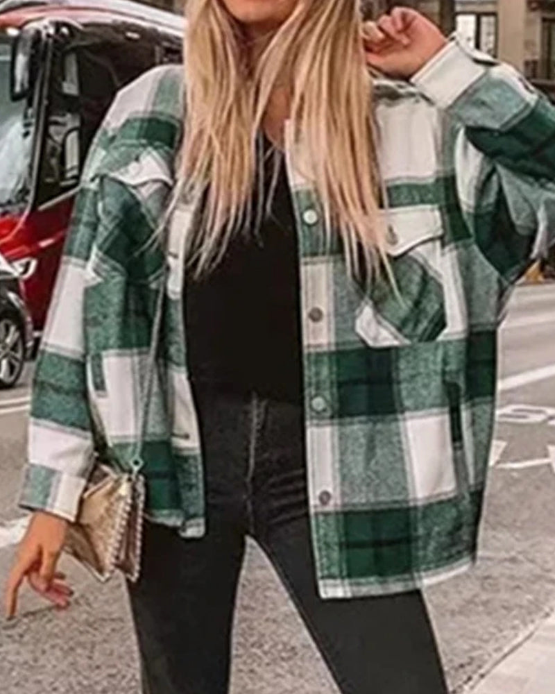 Contrast Single-breasted Lattice Pocket Cardigan Coat