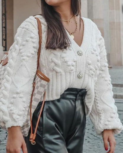 V-neck Knit Single-breasted Sweaters Cardigans Outerwear