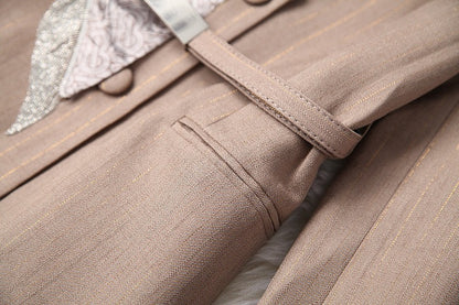 Splicing Silk Scarf Women's Blazer Shorts Two-piece Set