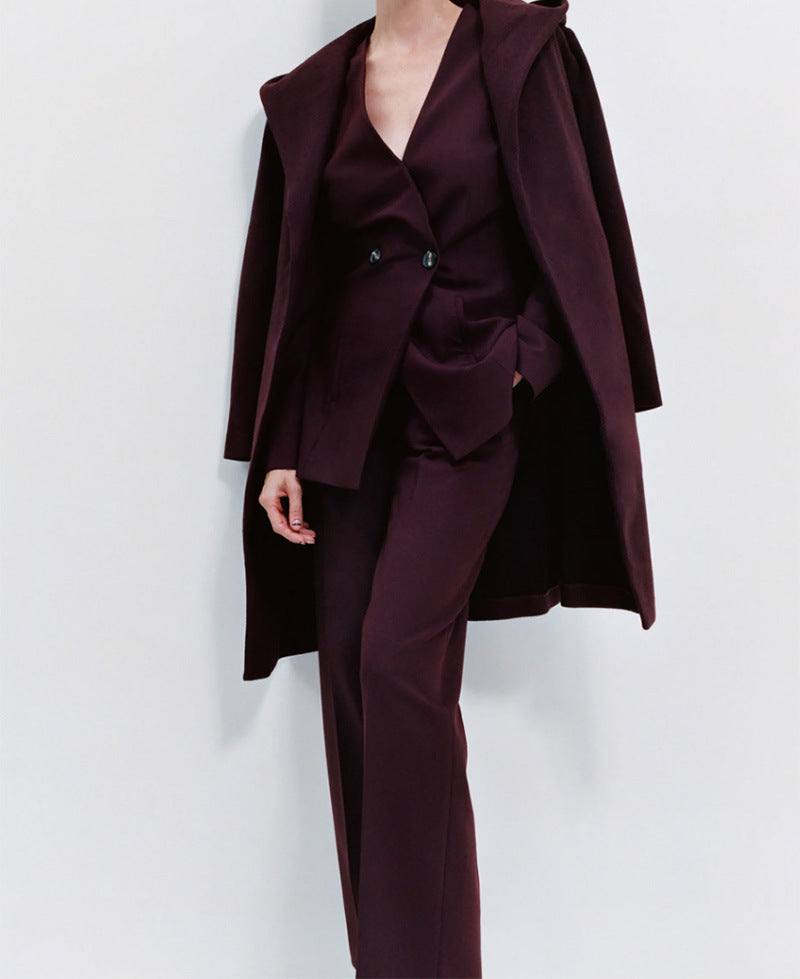 Hooded Lace-up Pile Collar Outerwear