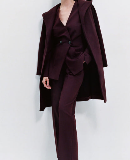 Hooded Lace-up Pile Collar Outerwear