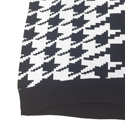 Geometric Shape Houndstooth Knit Vintage Sweater