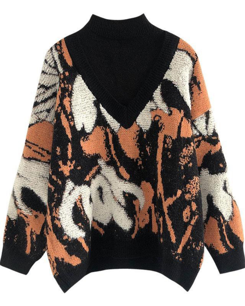 Multicolor Contrast Color Sweater Knit