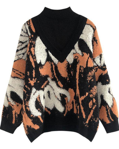 Multicolor Contrast Color Sweater Knit