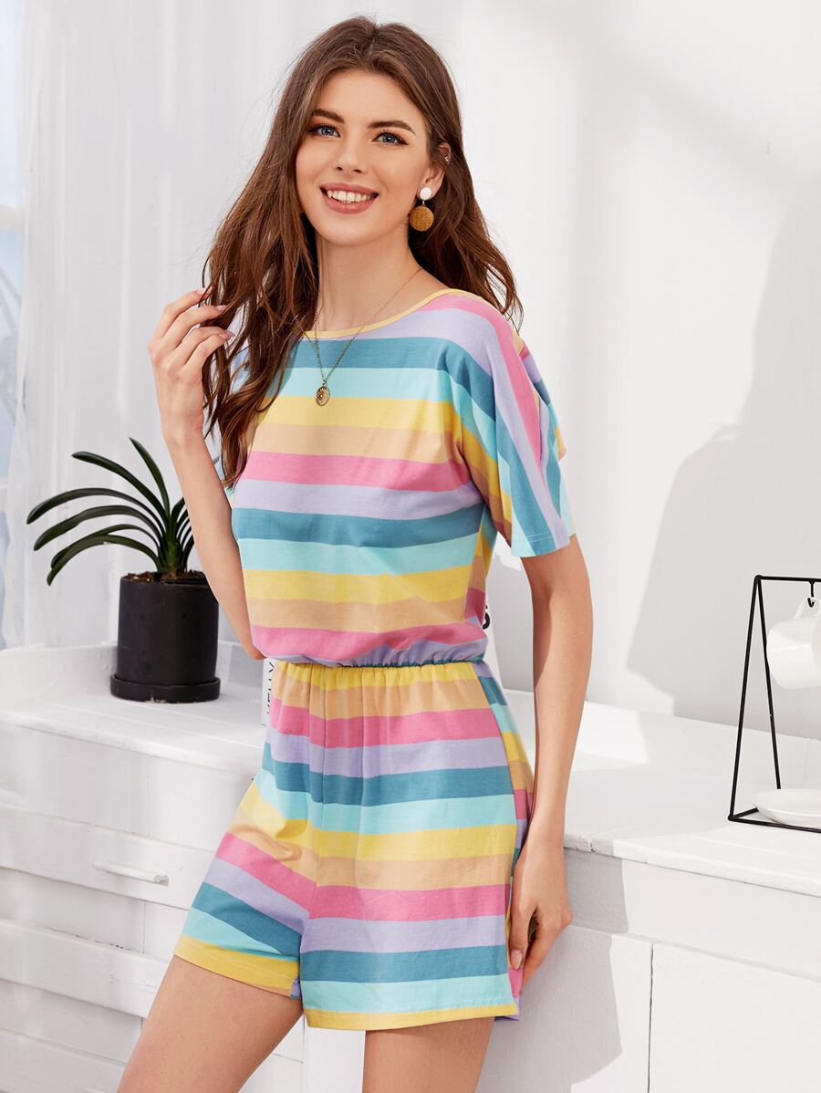 Casual Tie Dye Rainbow Loungewear Jumpsuits