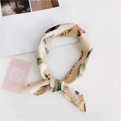 Floral Print Silk Small Square Scarf for Women - 40 Colors