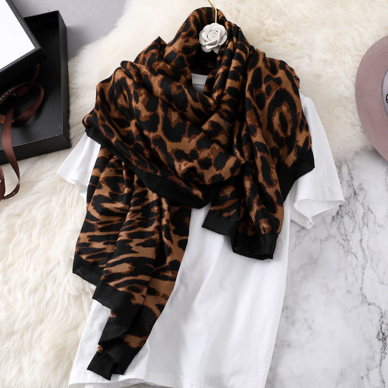 Fashion Leapord Warm Cotton Scarf Shawl Wrap for Women Ladies Girls 90x180