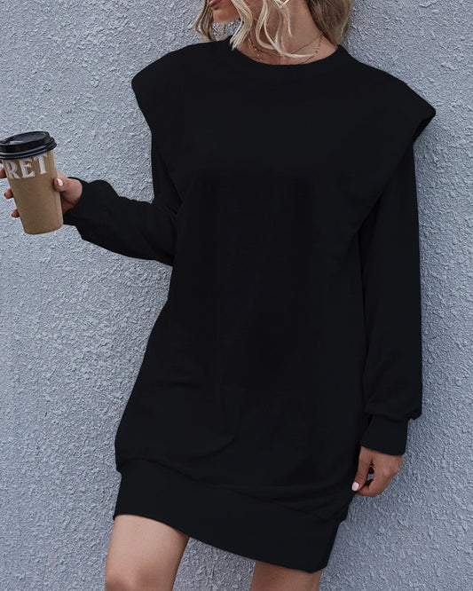 Round Neck Shoulder Pads Bodycon Mini Dresses