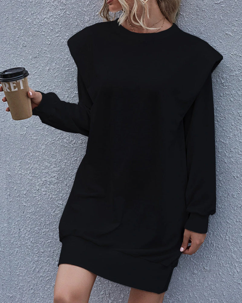 Round Neck Shoulder Pads Bodycon Mini Dresses