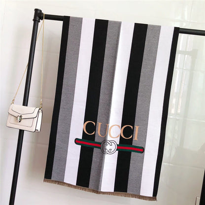 Striped Letter CC Casual Scarf for Women Winter Scarves Women