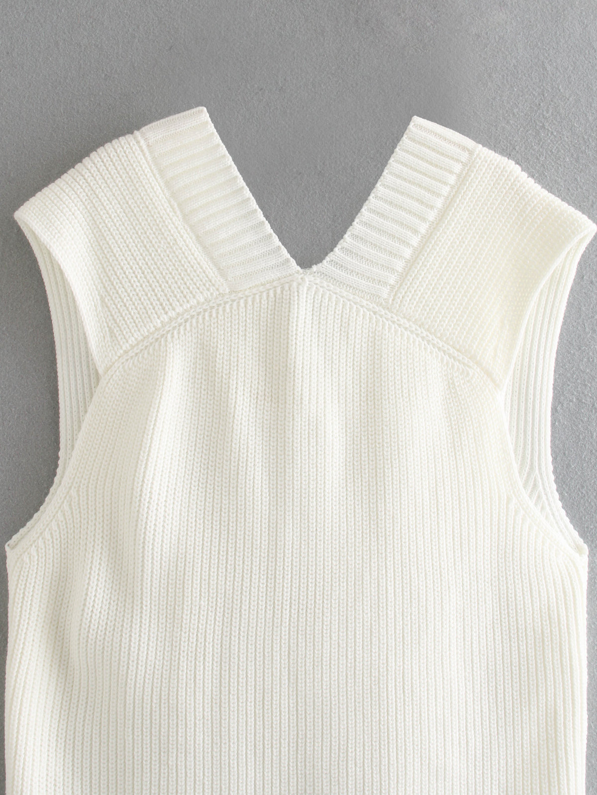 Knitted Sleeveless V-neck Long Vest Pullover Sweaters