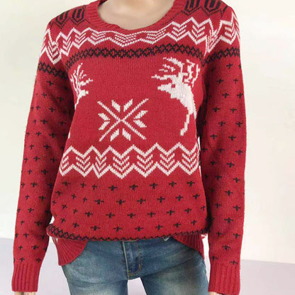 Christmas Snowflake Fawn Jacquard Long Sleeve Sweater