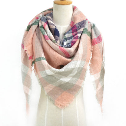 British Style Striped Plaid Triangle Scarf Shawl Fringed Scarves