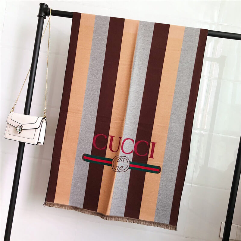 Striped Letter CC Casual Scarf for Women Winter Scarves Women