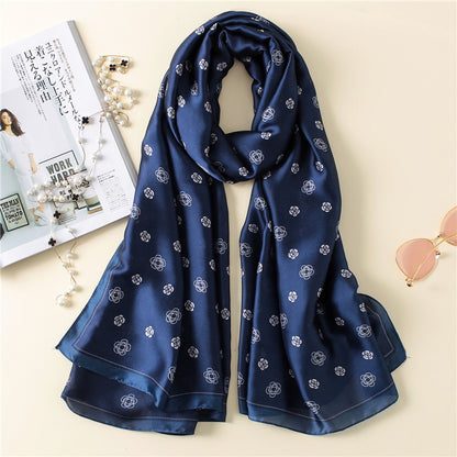 Rose Print Thicken Warm Silk Scarf Shawl Wrap for Women Ladies Girls 90x180