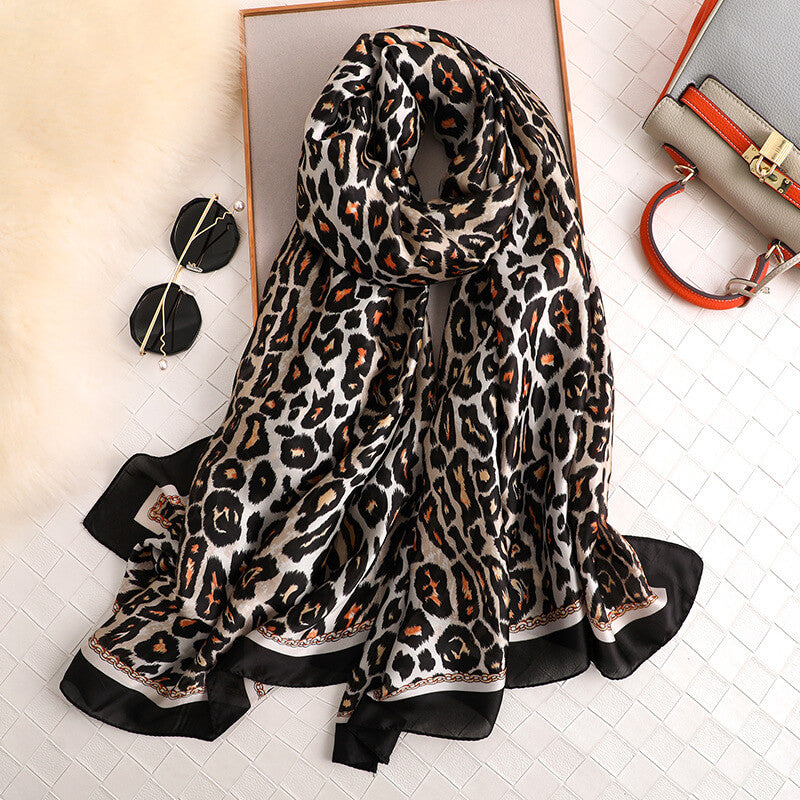 Leopard Print Silkly Scarf for Women Scarves Women