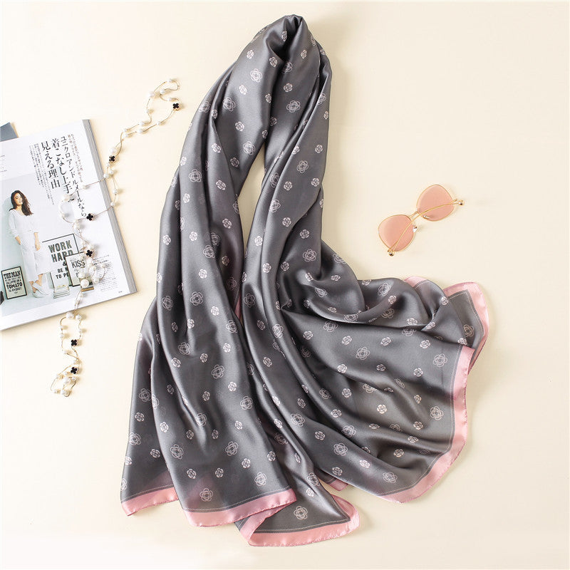 Rose Print Thicken Warm Silk Scarf Shawl Wrap for Women Ladies Girls 90x180