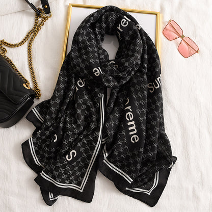 Letter GG Casual Silk Scarf for Women Long Scarves Women