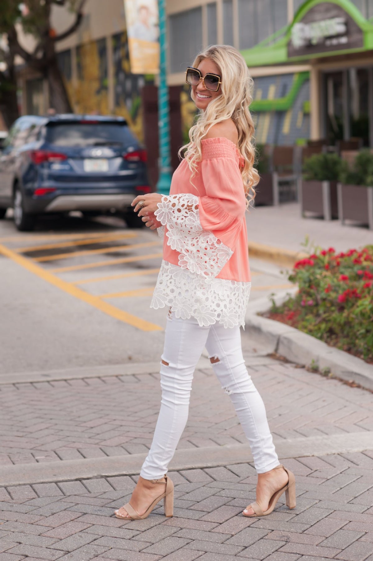 Women Sexy One Shoulder Lace Stitching Long Sleeve Loose Cuffs Shirt Blouses