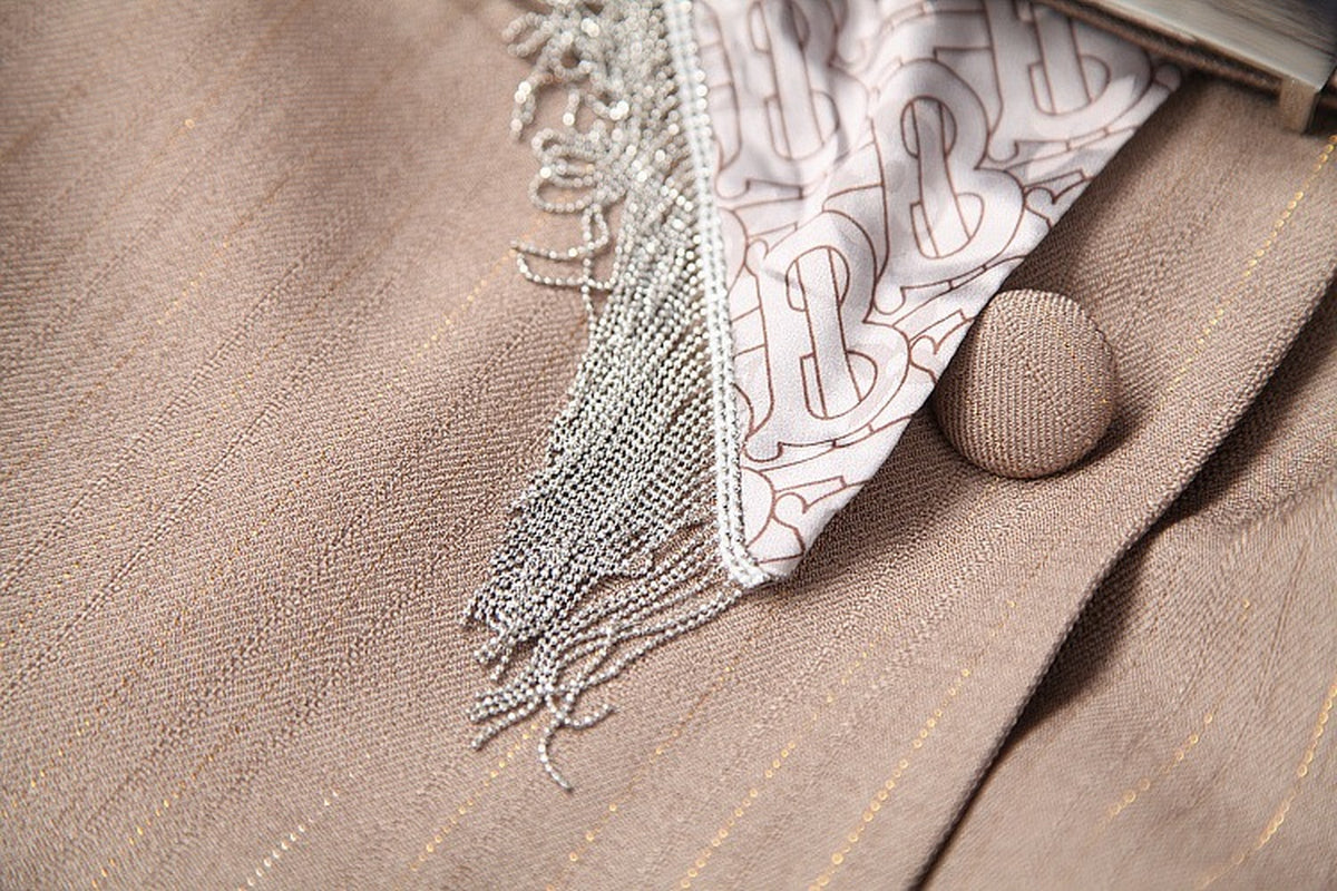 Splicing Silk Scarf Women's Blazer Shorts Two-piece Set