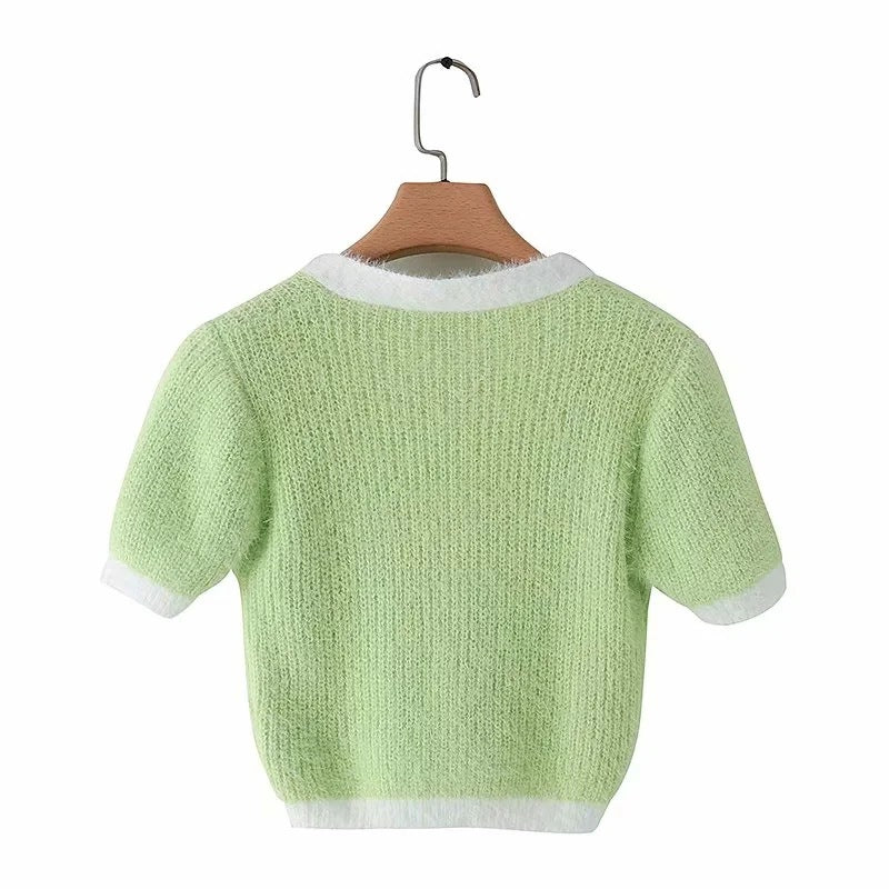 Mohair Single-breasted Knitting Short Cardigan