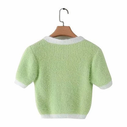 Mohair Single-breasted Knitting Short Cardigan