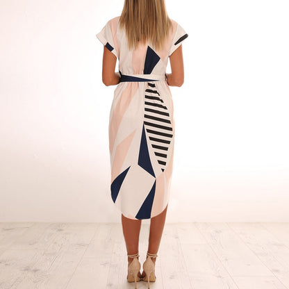 Elegant Random Lace-up Floral Print Maxi Dress