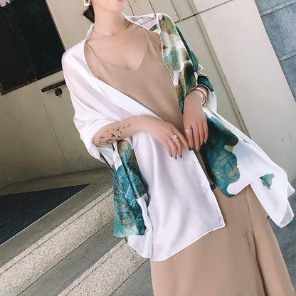 Elegant Fashion Lotus Flower Silk Scarf Shawl Wrap for Women Ladies Girls 90x180