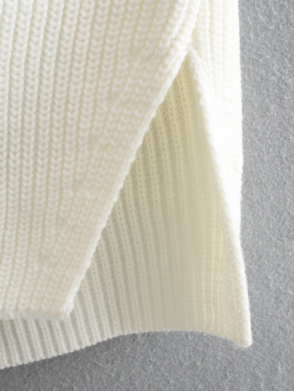 Knitted Sleeveless V-neck Long Vest Pullover Sweaters