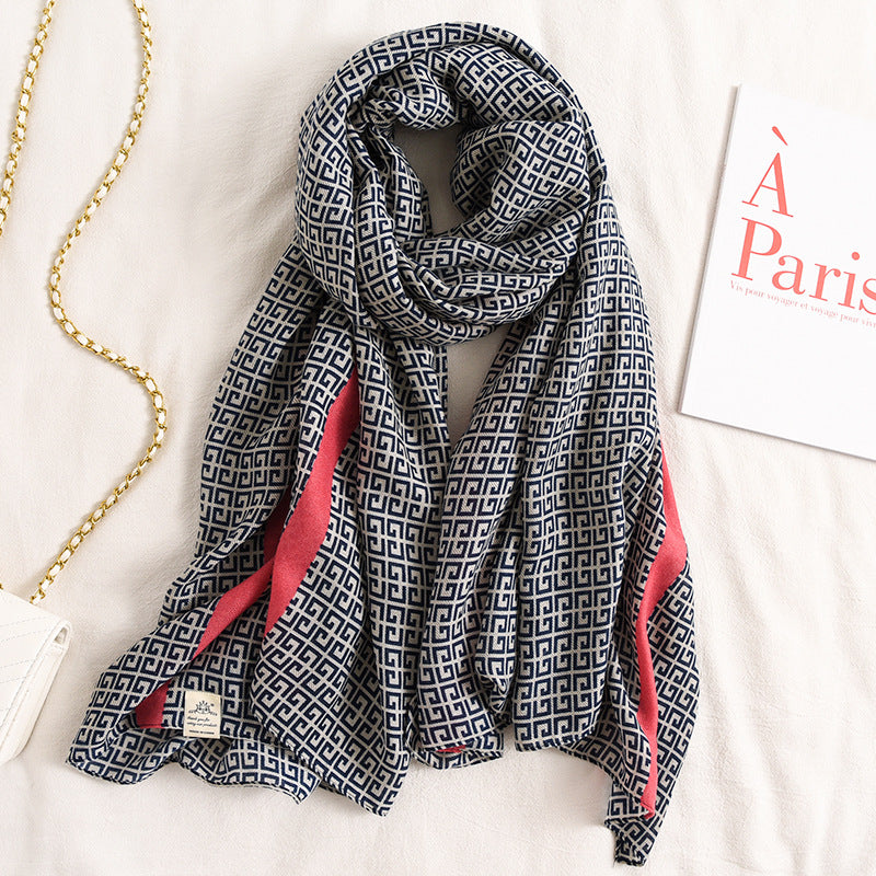 Letter Supre GG Casual Silkly Scarf for Women Long Scarves Women