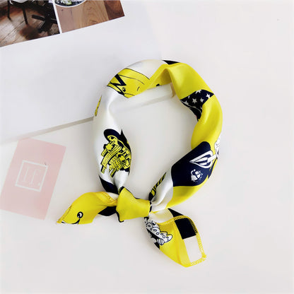 Floral Print Silk Small Square Scarf for Women - 40 Colors