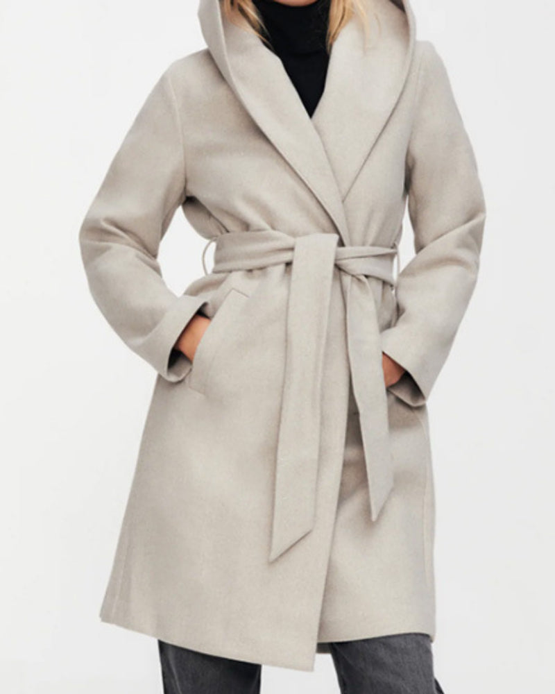 Hooded Lace-up Pile Collar Outerwear