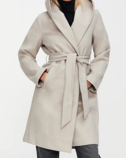 Hooded Lace-up Pile Collar Outerwear