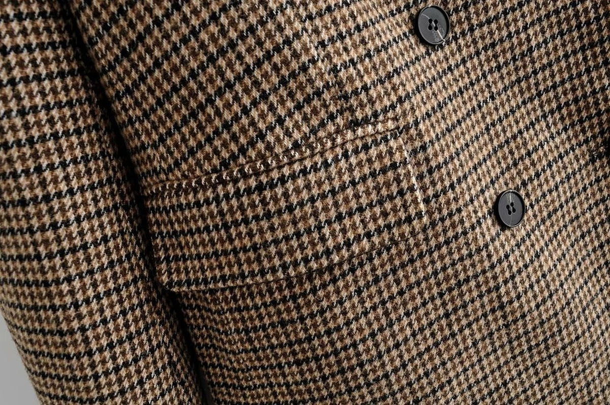 Double-breasted Houndstooth Suit Coat Cardigan Blazers