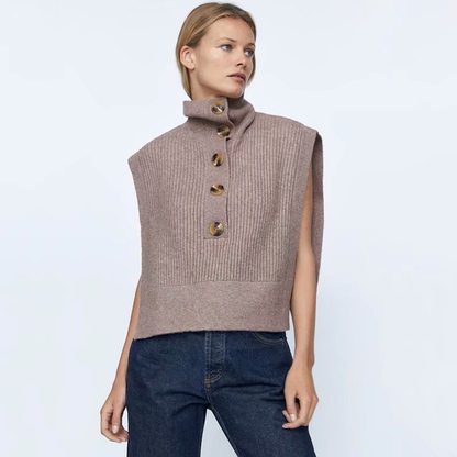 Knit Vest High-collared Sweaters Camis Tank Tops Shirts Capes