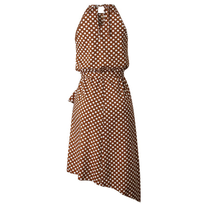 Polka Dot Print Lace-up Irregular Maxi Dress