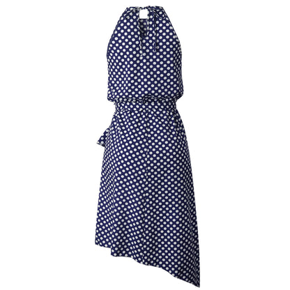 Polka Dot Print Lace-up Irregular Maxi Dress