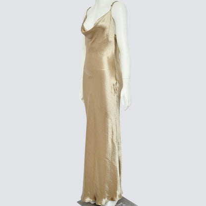 Party Strappy Silk Satin Backless Bodycon Midi Dresses