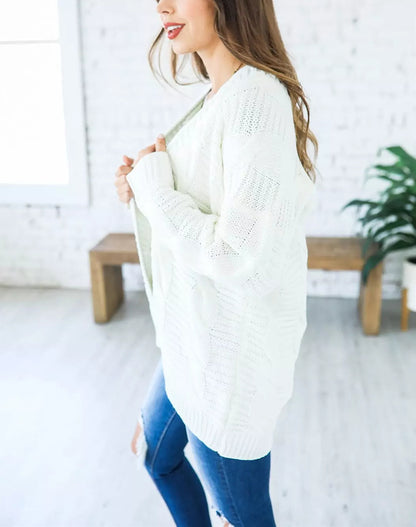 Solid Color Knit Long Cardigan Plus Size S-3XL
