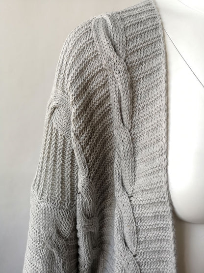 Solid Color Knit Long Cardigan Plus Size S-3XL