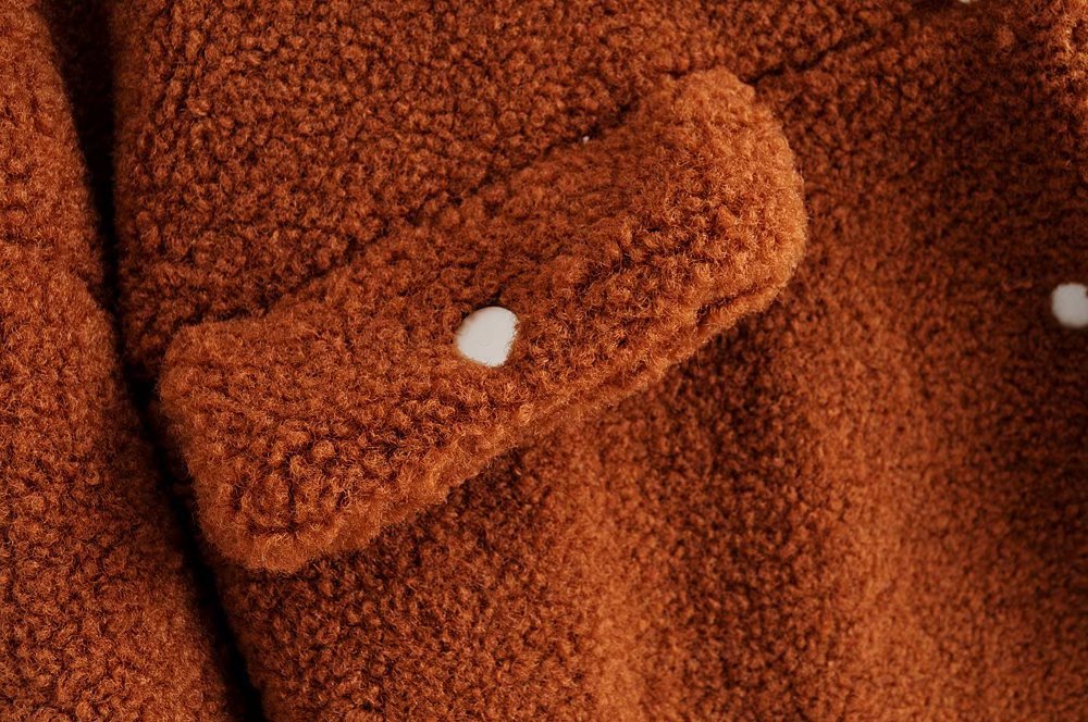 Pile Collar Single-breasted Lambswool Fur Outerwear