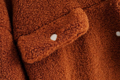 Pile Collar Single-breasted Lambswool Fur Outerwear