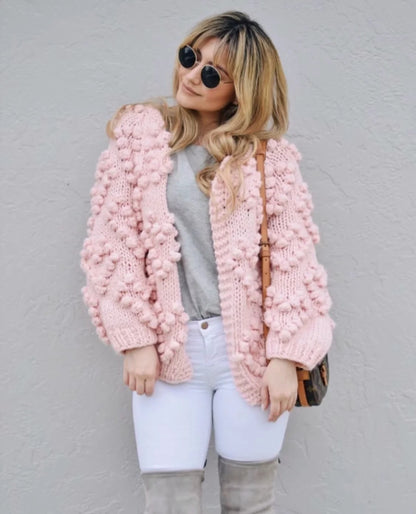V-neck Handicraft Splicing Hollow-out Sweaters Cardigans