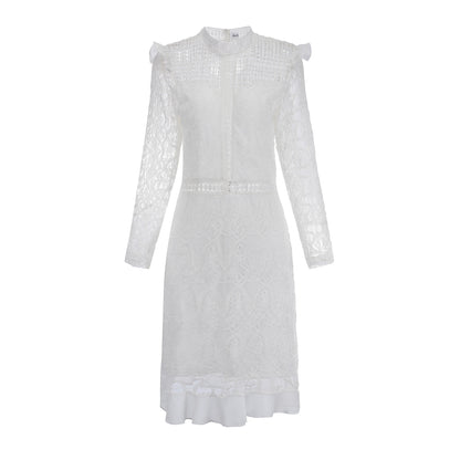 Hollow-out Backless Lace Round Neck Bodycon Party Mini Dresses
