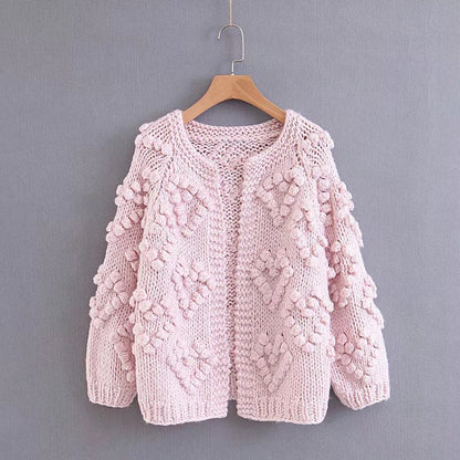 V-neck Handicraft Splicing Hollow-out Sweaters Cardigans