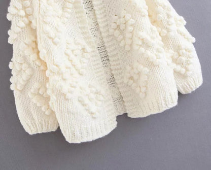 V-neck Handicraft Splicing Hollow-out Sweaters Cardigans