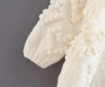 V-neck Handicraft Splicing Hollow-out Sweaters Cardigans