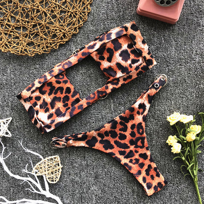 Buckle Bikini Button-down Swimwear