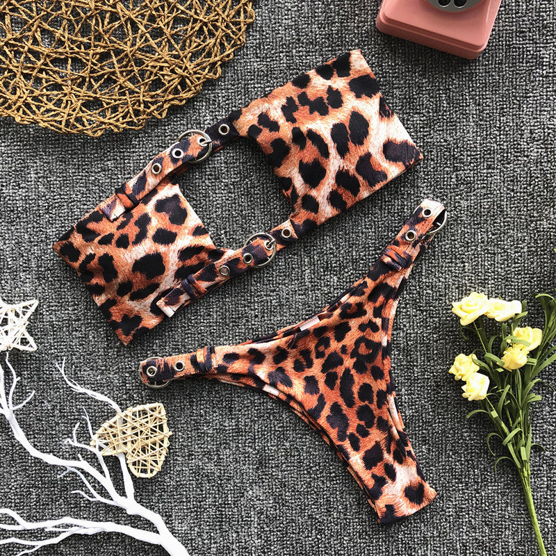 Buckle Bikini Button-down Swimwear