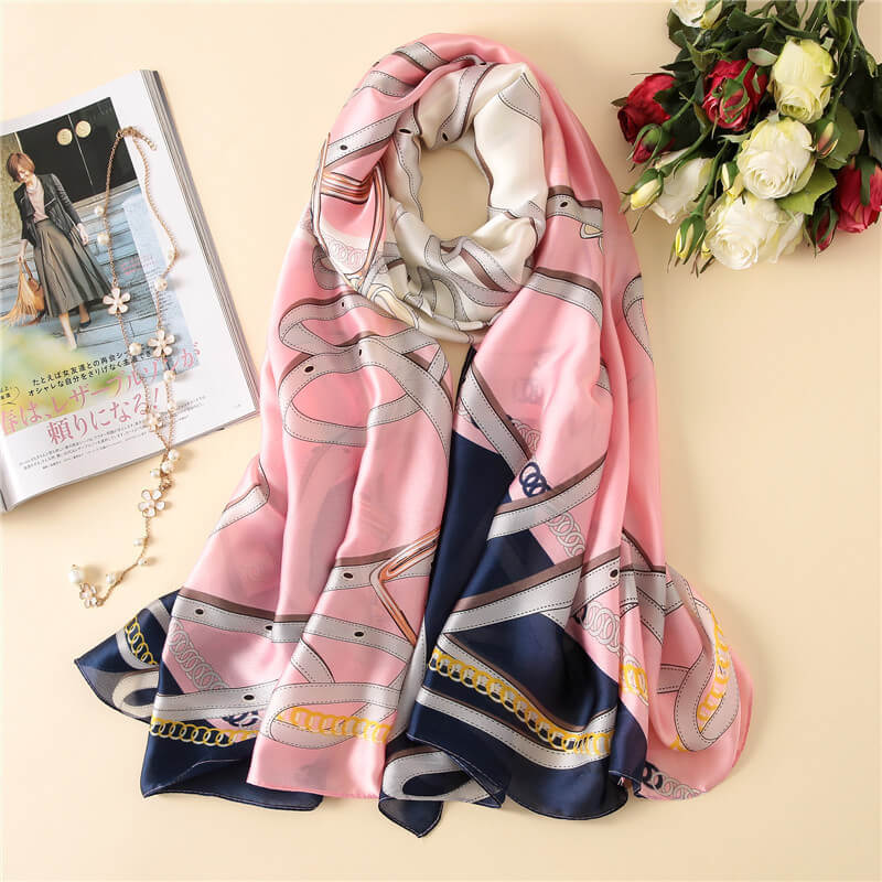 Lightweight Floral Silk Scarf for Women